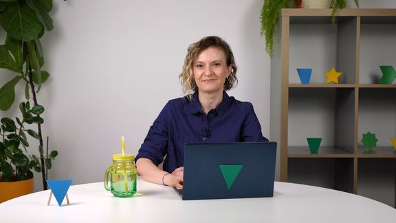Office Timeline team member presenting on-camera in the new studio