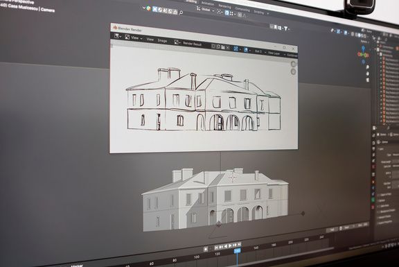 3D model of Casa Musicescu being built in Blender